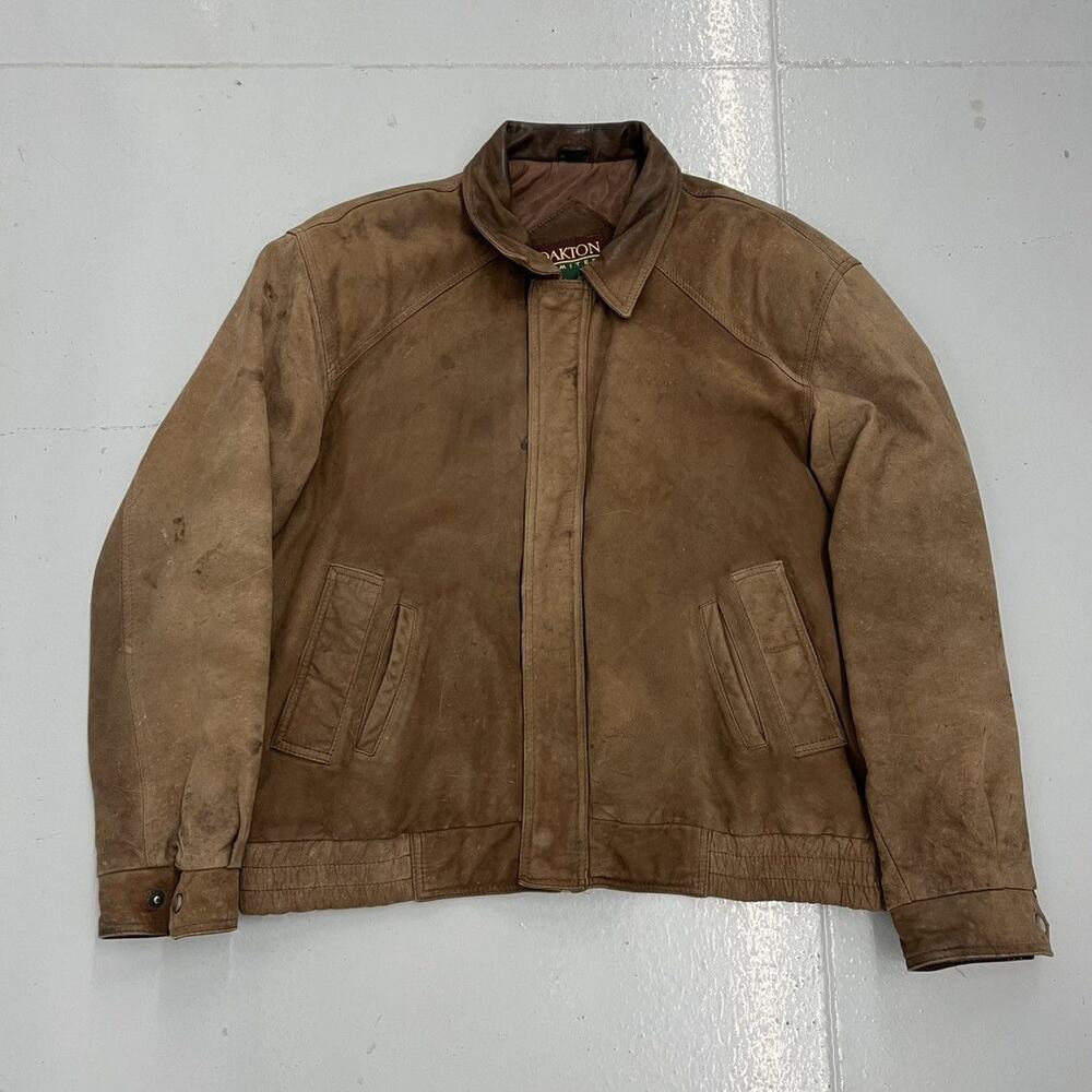 Vintage 90s Oakton Limited Brown Boxy Grunge Leather Jacket